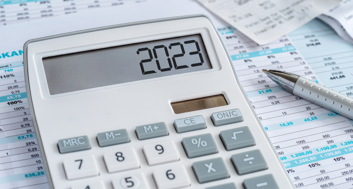 A Calculator With The 2023 On The Display